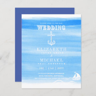 BUDGET Aqua Ocean Wedding Invite Beach Destination