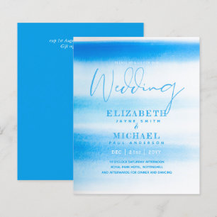 BUDGET Aqua Watercolor Wedding Invite Ocean Beach