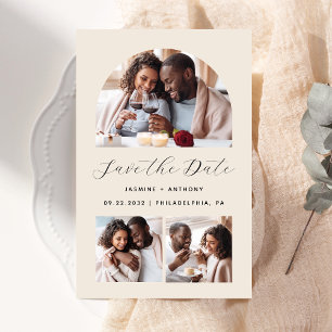Budget Arch 3-Photo Beige Save the Date