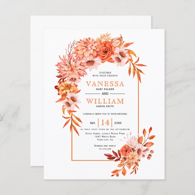 BUDGET Arch and flowers QR code fall wedding (Front/Back)