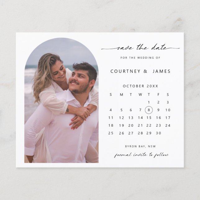 BUDGET Arch calendar photo Save the Date Flyer (Front)