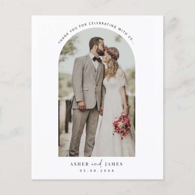 Budget Arch Frame Wedding Photo Thank You Card (Front)