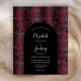 Budget Arch Moody Burgundy Black Damask Wedding
