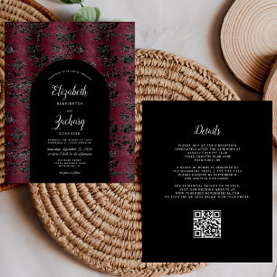 Budget Arch Moody Burgundy Black QR Code Wedding