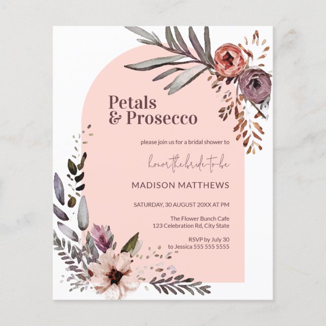 Budget Arch Petals Prosecco Floral Bridal Shower  (Front)