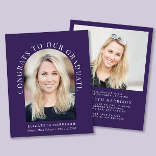 Budget Arch Photo Purple Graduation Party Invite