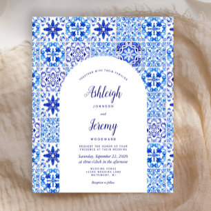 Budget Arch Portuguese Blue Tile Wedding Invite