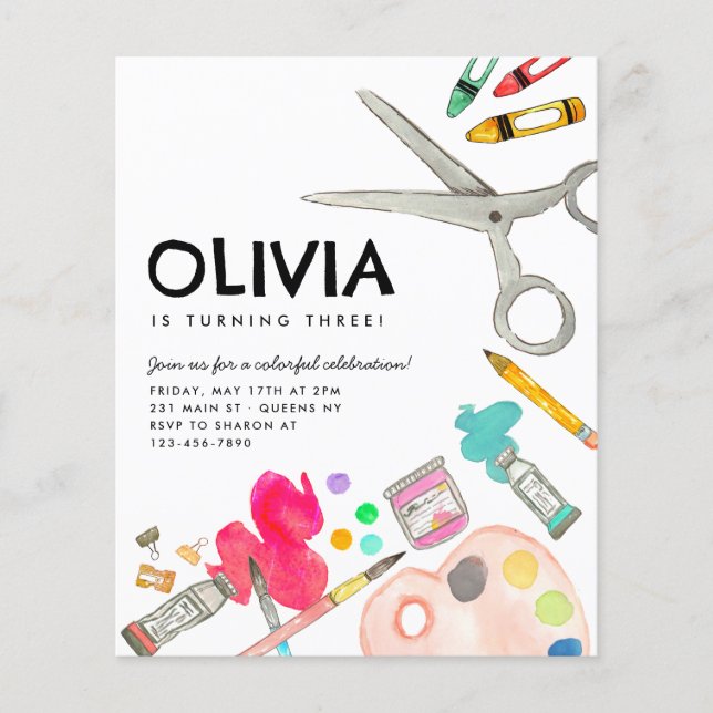 Budget Art Artist Paint Party Painting Birthday (Front)