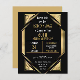 Budget Art Deco 60th Wedding Anniversary Invite