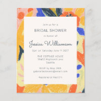 Budget Artsy Abstract Floral Bridal Shower Invite