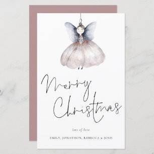 Budget Artsy Fairy Minimalist Merry Christmas Card