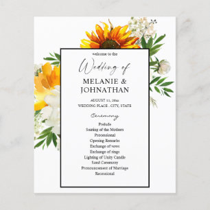 Budget Artsy Sunflower Floral Wedding Ceremony Flyer