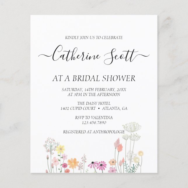 Budget Assorted Flower Bridal Shower Invitation (Front)