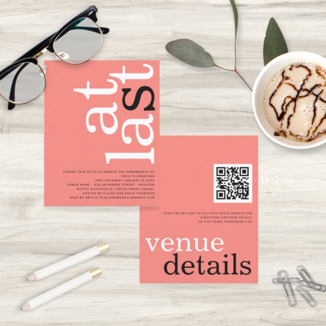 BUDGET At Last QR Code Coral Engagement Party (Creator Uploaded)