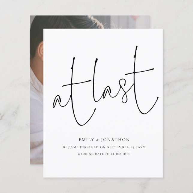 Budget At Last Script Photo Engagement Announce (Front/Back)