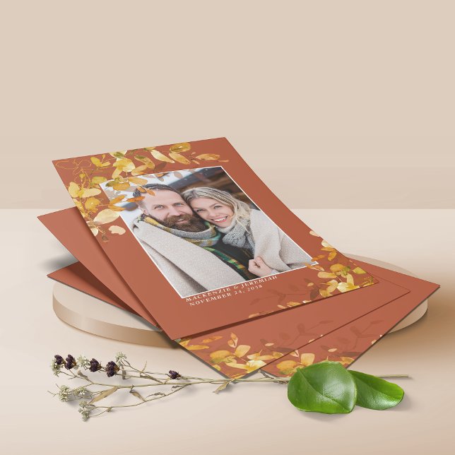 BUDGET Autumn Botanical Photo Save the Date Flyer (Creator Uploaded)