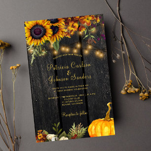 Budget autumn fall floral wood wedding invitation