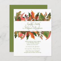 BUDGET Autumn Fall Leaves Wedding Invites