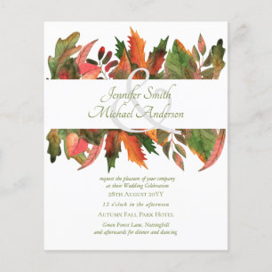 BUDGET Autumn Fall Leaves Wedding Invites Flyer