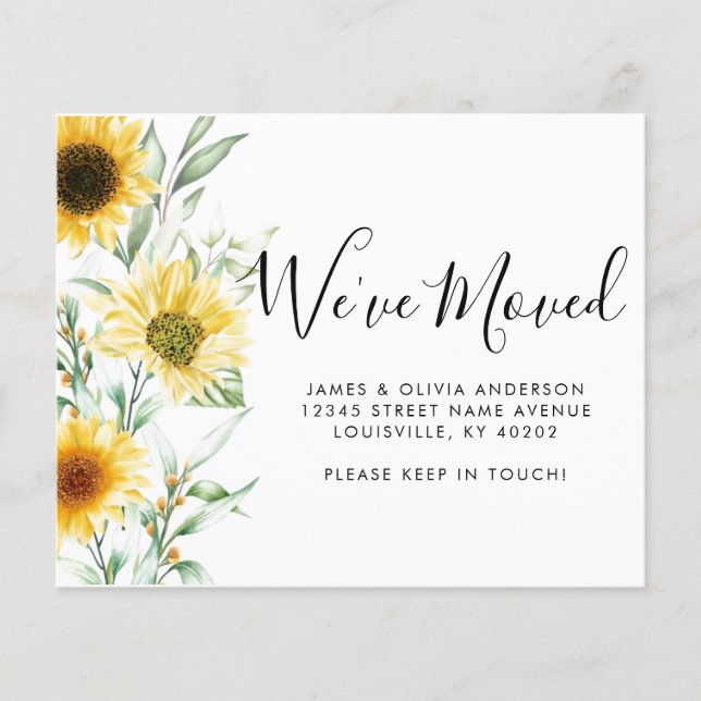 Budget Autumn Fall Sunflower We've Moved Moving (Front)