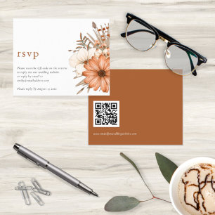 Budget Autumn Florals QR Code Wedding Online RSVP