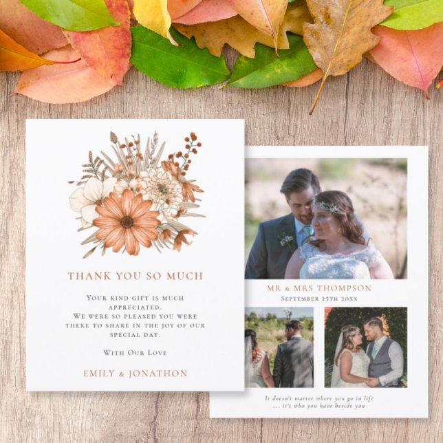 BUDGET Autumn Florals Quote Wedding 3 Photo Thanks (Creator Uploaded)