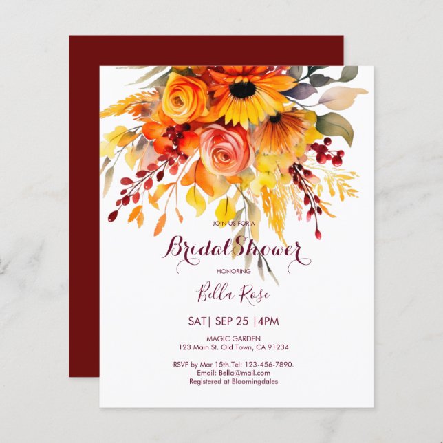 Budget Autumn Flowers Foliage Bridal Shower (Front/Back)
