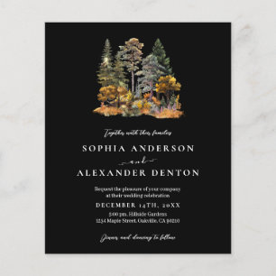 Budget Autumn Forest Photo QR code wedding invite