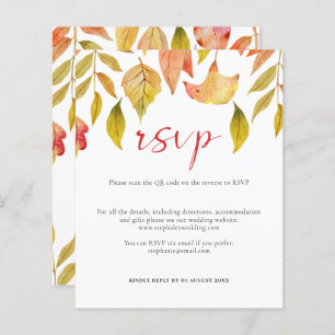 Budget Autumn Leaves QR Code RSVP Card