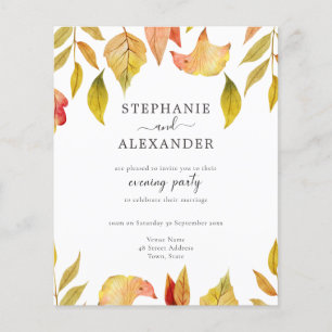 Budget Autumn Leaves Wedding Evening QR Invite
