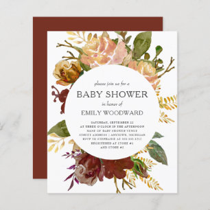 Budget Autumn Rustic Floral Baby Shower Invitation