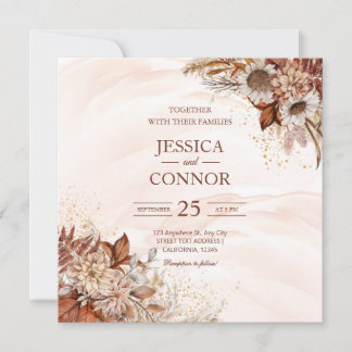 Budget Autumn Watercolor Floral Wedding Invitation