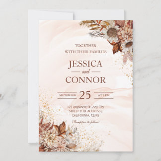 Budget Autumn Watercolor Floral Wedding Invitation