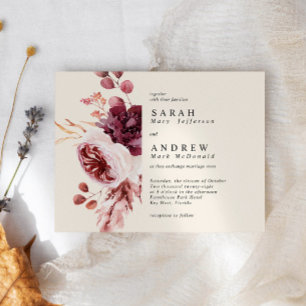 Budget Autumn Watercolor Floral Wedding Invitation