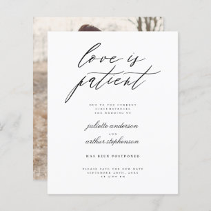 Budget B&W Love Is Patient Wedding Postponement