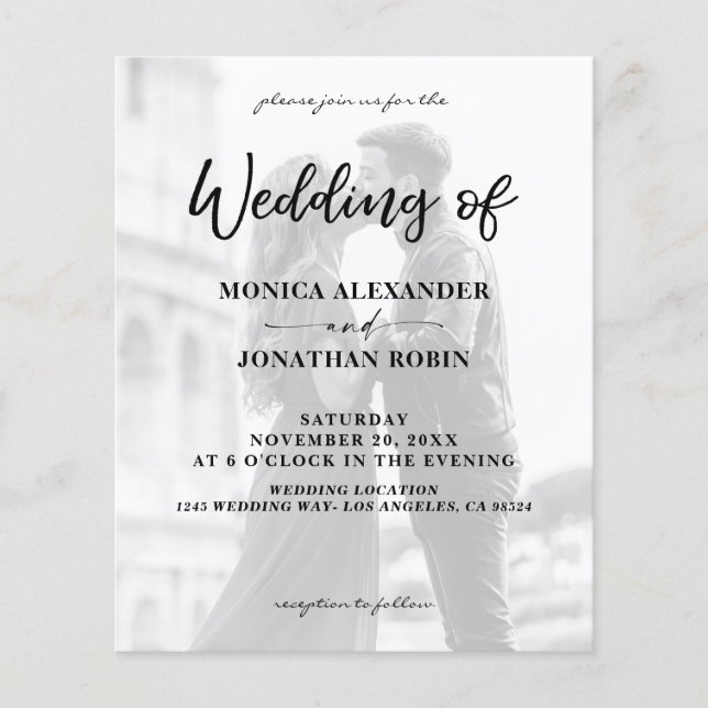 Budget B&W Modern Photo Vertical 2 Wedding Flyer (Front)