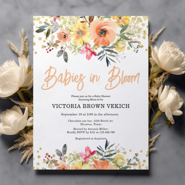 Budget Babies in Bloom Floral Baby Shower Invite (Creator Uploaded)