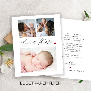 Budget baby 3 photo collage thank you card