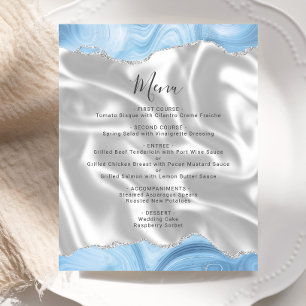 Budget Baby Blue Silver Agate Silk Wedding Menu