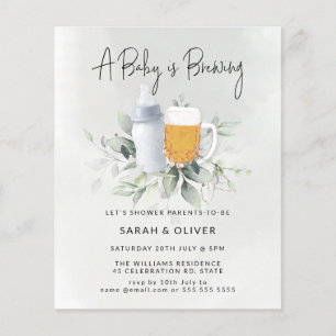 Budget Baby Brewing Greenery Boy Baby Shower Flyer