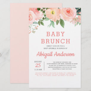 Budget Baby Brunch Watercolor Floral Invitation