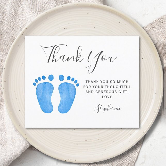 Budget Baby Feet Blue Baby Shower Thank You Card (Creator Uploaded)