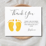 Budget Baby Feet Yellow Baby Shower Thank You Card<br><div class="desc">This Budget Baby Shower Thank You Card is decorated with modern typography and cute yellow watercolor baby's feet. Easily customisable. To customise further use the Design Tool to edit the font, font size, or colour. Because we create our artwork you won't find this exact image from other designers. Original Watercolor...</div>