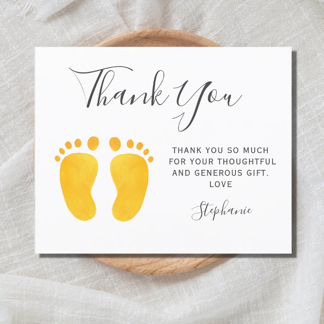 Budget Baby Feet Yellow Baby Shower Thank You Card (Creator Uploaded)
