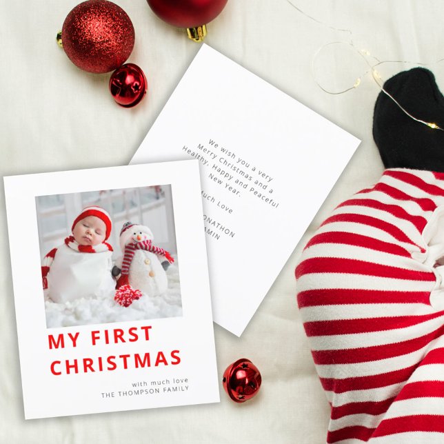 Budget Baby First Christmas Photo Holiday Card (Creator Uploaded)