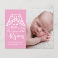 Budget Baby Girl Photo Pink Angel Christmas Card