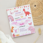 BUDGET Baby Girl Pink Dino Dinosaur Kids Birthday<br><div class="desc">Cute Baby Girl Pink Dino Dinosaur Kids Birthday Invitation</div>