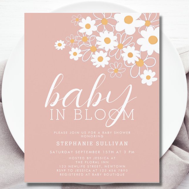 Budget Baby in Bloom Daisy Pink Baby Shower Invite (Creator Uploaded)