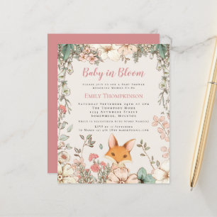Budget Baby In Bloom Fox Girl Baby Shower Invite