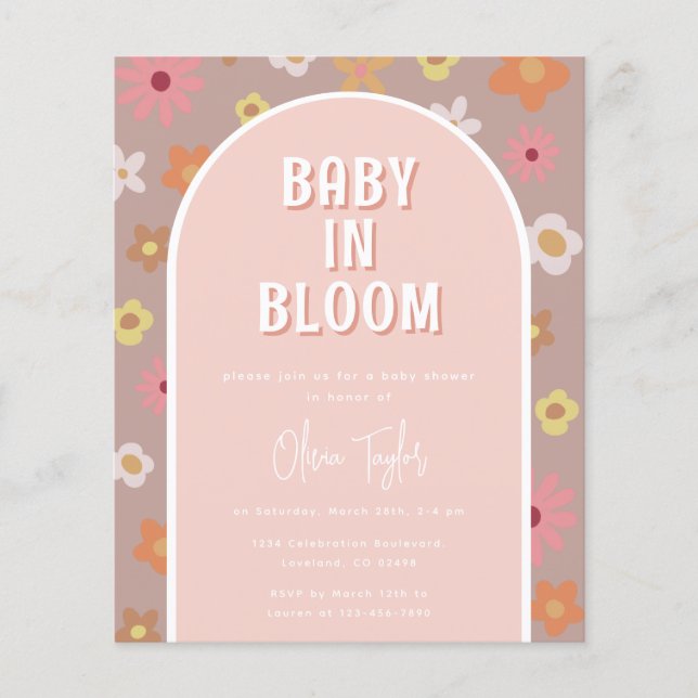 Budget Baby in Bloom Girl Baby Shower Invitation (Front)